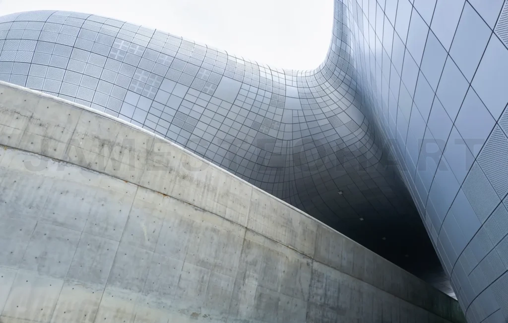 
Modern building exterior showing unique architecture design