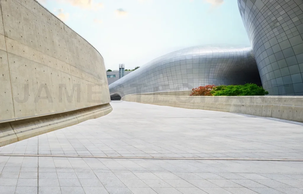 
Dongdaemun design plaza showing modern architecture in seoul, so