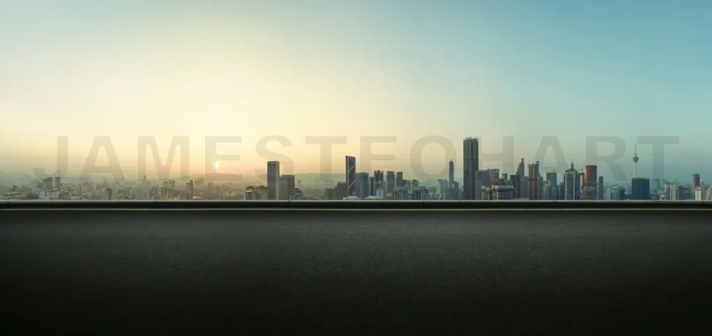 
Asphalt empty road side with  Kuala Lumpur city skyline backgrou