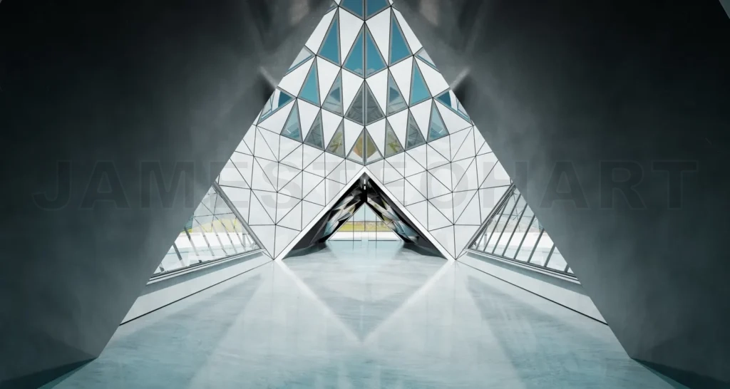 
Abstract triangle shape design modern Architecture building inte