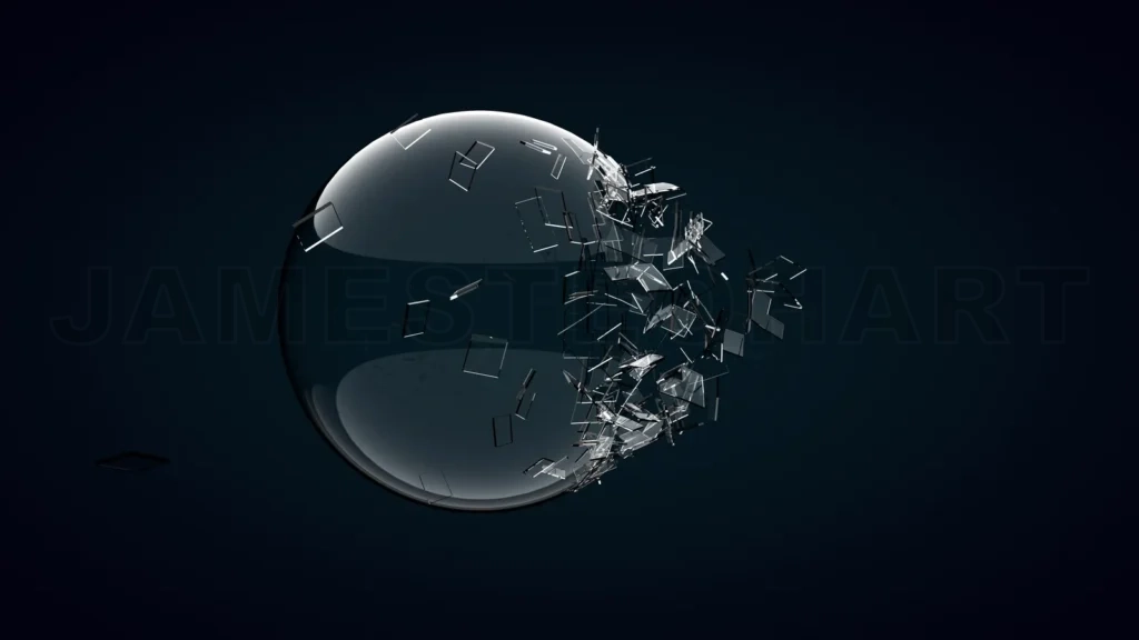 
3D Rendering Broken Glass Sphere On Dark Background
