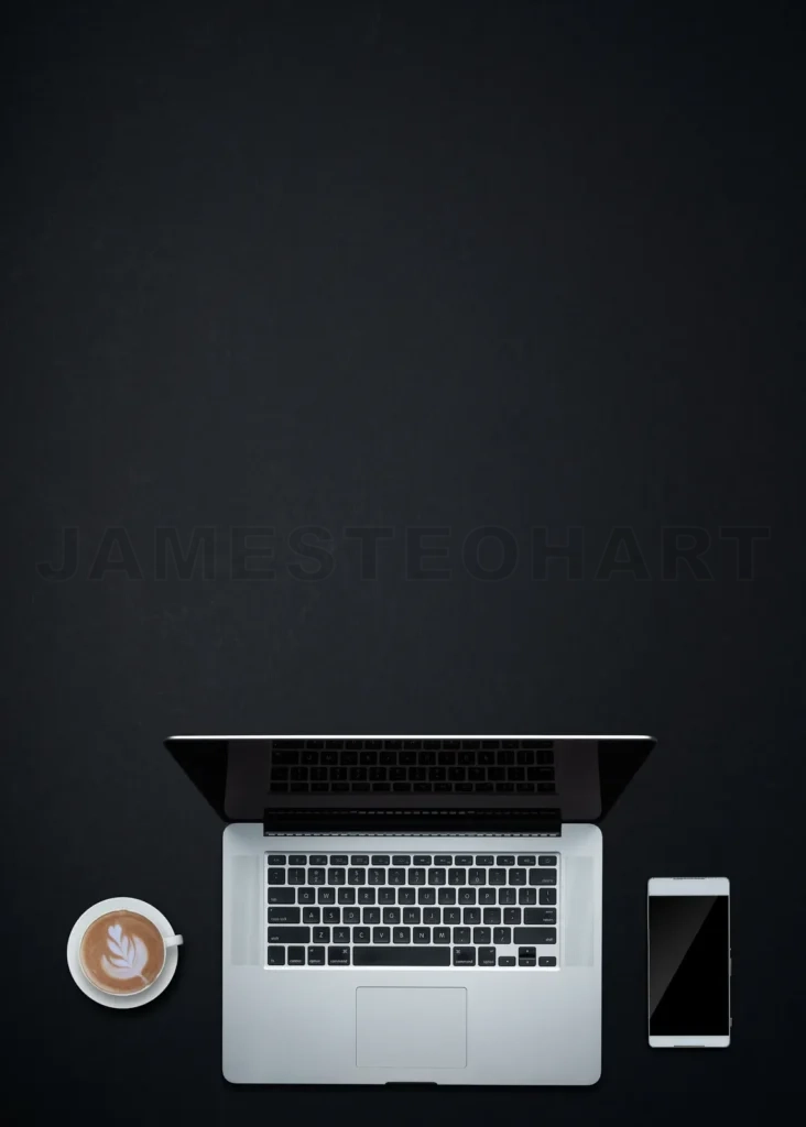 
Creating a home office with laptop coffee and smartphone