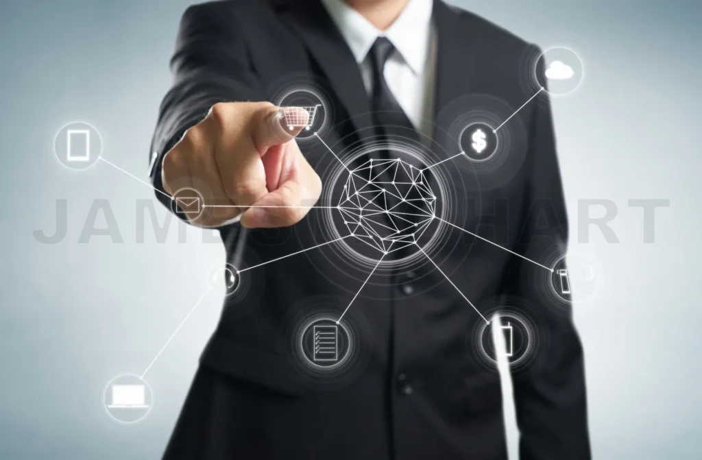 
Online Shopping And Icon Customer Network Connection On Screen, M-Banking And Omni Channel