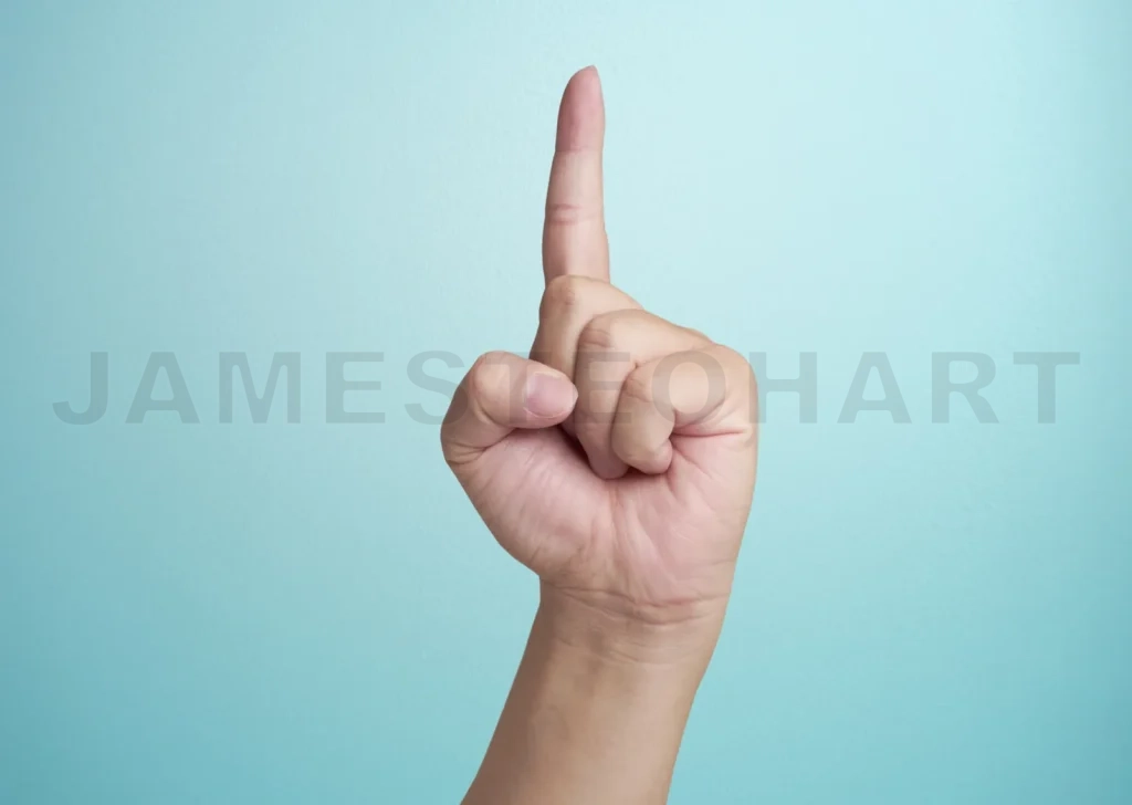 
Man Index Finger Isoalted On A Blue Background