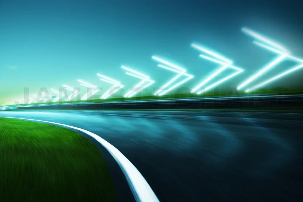 
Motion Blurred Racetrack,Night Scene Cold Mood