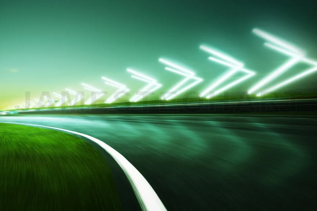 
Motion Blurred Racetrack,Night Scene Cold Mood