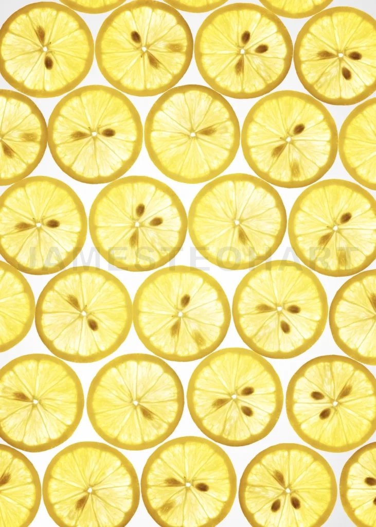 
Many Rings Lemon On White Background , Back Lit