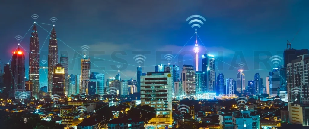 
Cityscape With Wi-Fi Connection Conceptual,Information Communication Technology Concept
