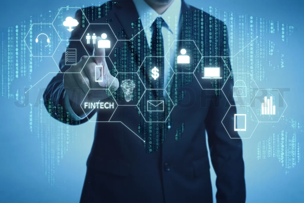 
Businessman With Fintech Icon And Internet Of Things With Matrix Code Background
, Investment And Financial Internet Technology Concept