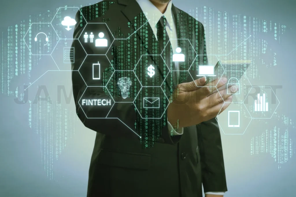 
Businessman With Fintech Icon And Internet Of Things With Matrix Code Background
, Investment And Financial Internet Technology Concept