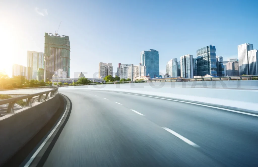 
Highway Overpass Motion Blur With City Background