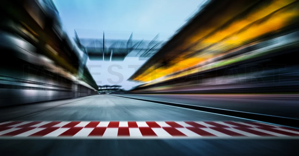 
Motion Blurred Racetrack With Start Or End Line