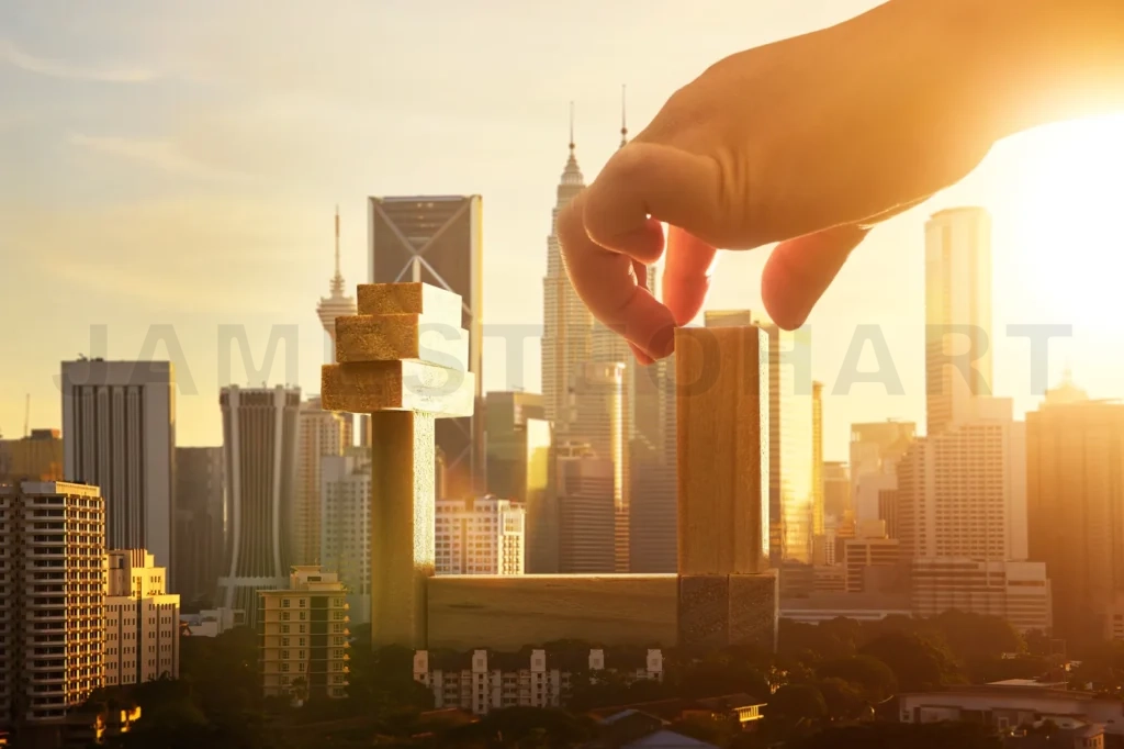 
Unknown Hand Build A Wooden Blocks Tower In Downtown