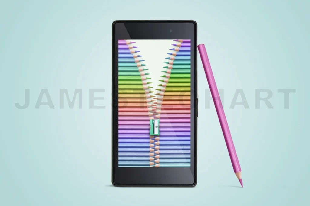 
Composition Of Pencils On Modern Mobile Smart Phone